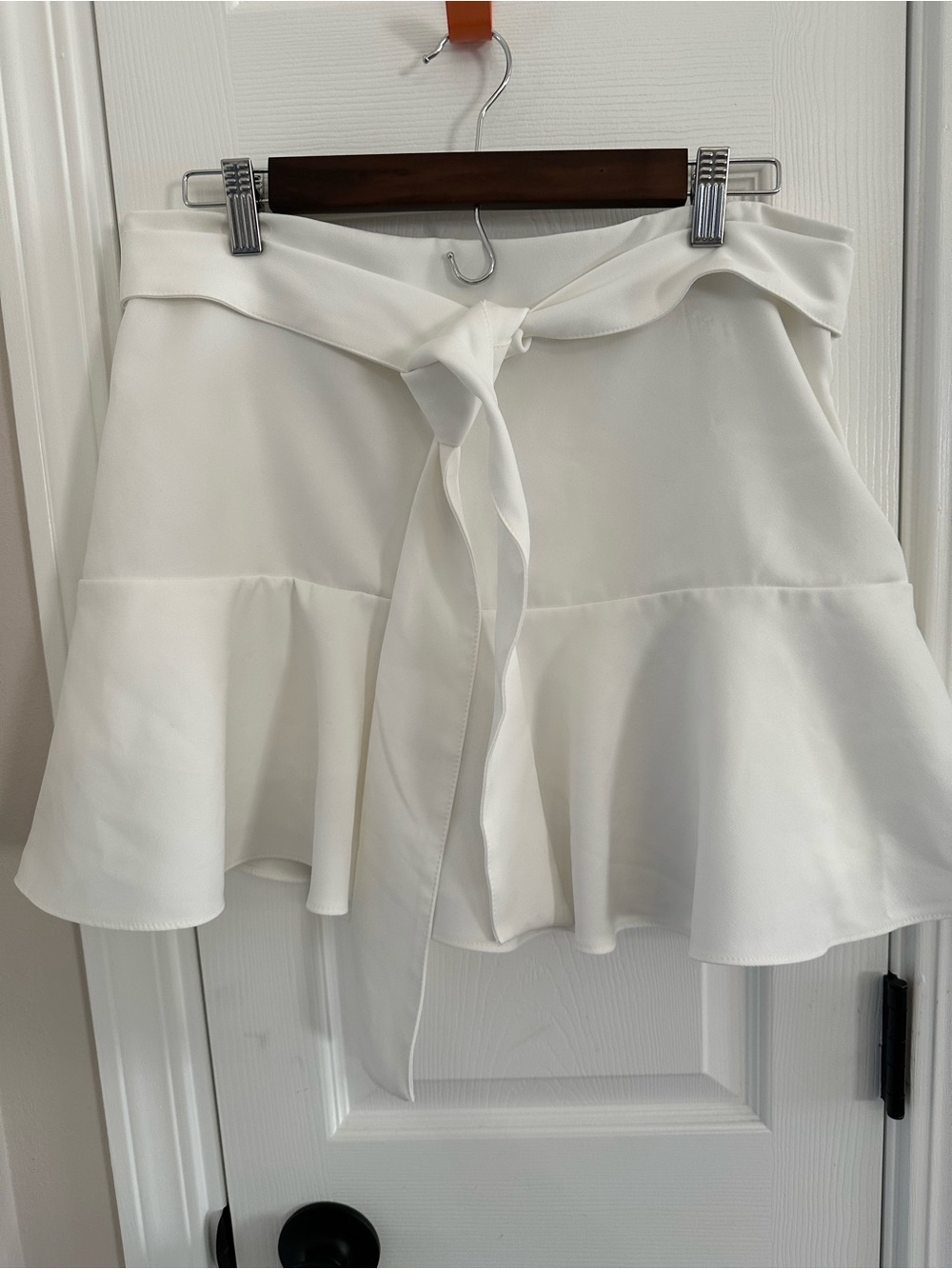 Cream Ruffle Tie-Waist Mini Skirt